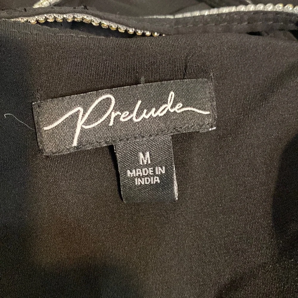 Prelude Women Sparkle Black Pullover Blouse Top Bell Sleeve Accent Size M